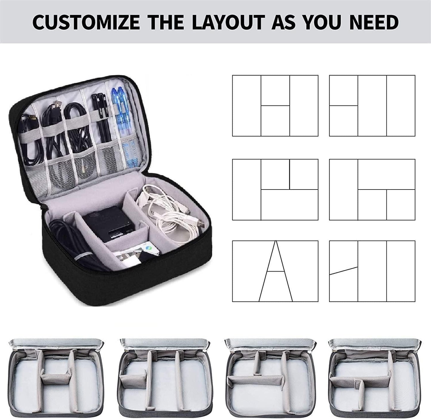 Universal Travel Gadget Organizer Bag for Cables, Plugs & Accessories